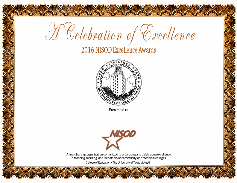 award of excellence certificate