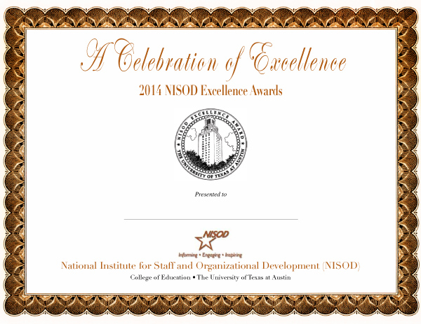 Excellence Awards Certificate