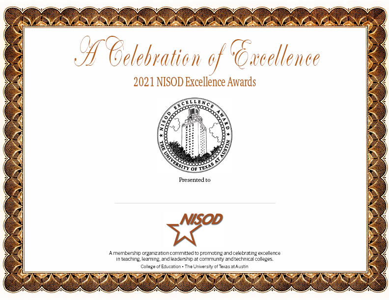 Excellence Awards Certificate